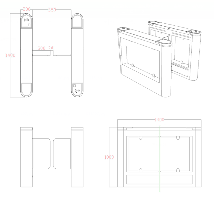 無刷速通閘尺寸圖